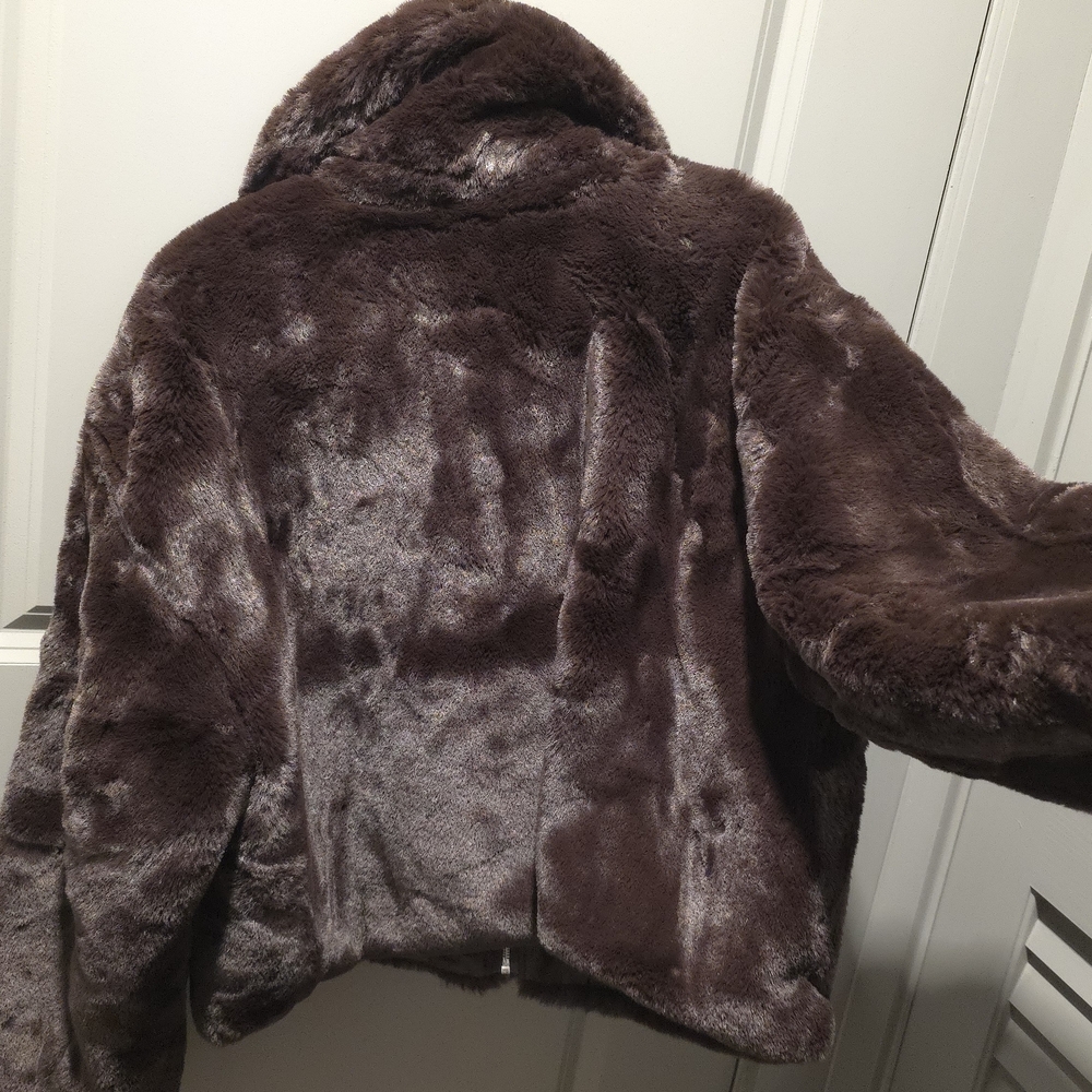 GAP Dark Brown Faux Fur Jacket - Picture 11 of 12